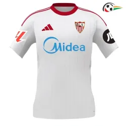 Sevilla Equipacione Futebol Home Primeiro Kit 2025/26 com Patch da La Liga Branco