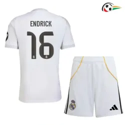 ENDRICK 16 Real Madrid Camiseta Qualidade Premium Primeiro Kit 2025/26 Infantil Branco