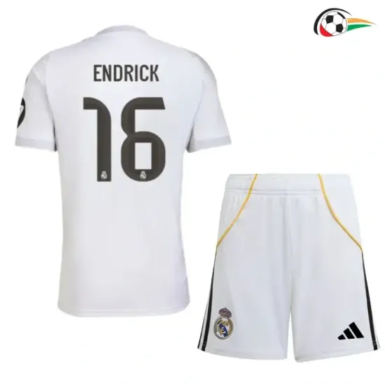 ENDRICK 16 Real Madrid Camiseta Qualidade Premium Primeiro Kit 2025/26 Infantil Branco ENDRICK 16 Real Madrid Camiseta Qualidade Premium Primeiro Kit 2025/26 Infantil Branco