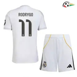 RODRYGO 11 Real Madrid Equipacione Futebol Local 2025/26 (Camisola + Calções) Branco