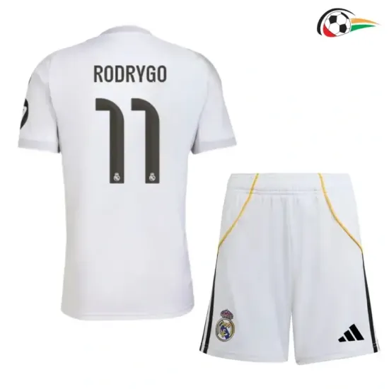 RODRYGO 11 Real Madrid Equipacione Futebol Local 2025/26 (Camisola + Calções) Branco RODRYGO 11 Real Madrid Equipacione Futebol Local 2025/26 (Camisola + Calções) Branco