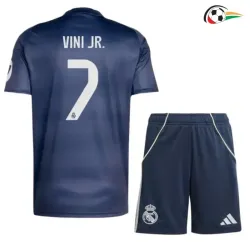 Camisola VINI JR. 7 Real Madrid Qualidade TAILANDESA Visitante 2025/26 Infantil Azul Marino