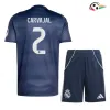 Equipacione CARVAJAL 2 Real Madrid Futebol Away Segundo Kit 2025/26 Infantil Azul Marino