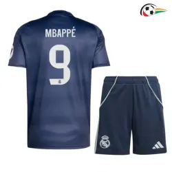 MBAPPÉ 9 Real Madrid Camisa Futebol Segundo Kit 2025/26 Niños Azul Marino