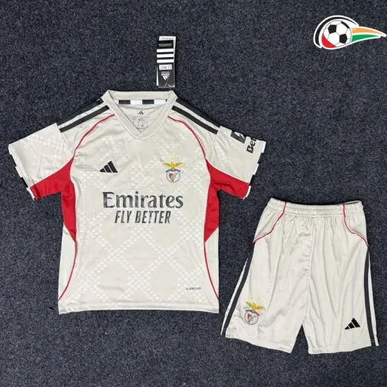 Camisola Benfica Qualidade Premium Visitante 2025/26 Infantil Bege Camisola Benfica Qualidade Premium Visitante 2025/26 Infantil Bege