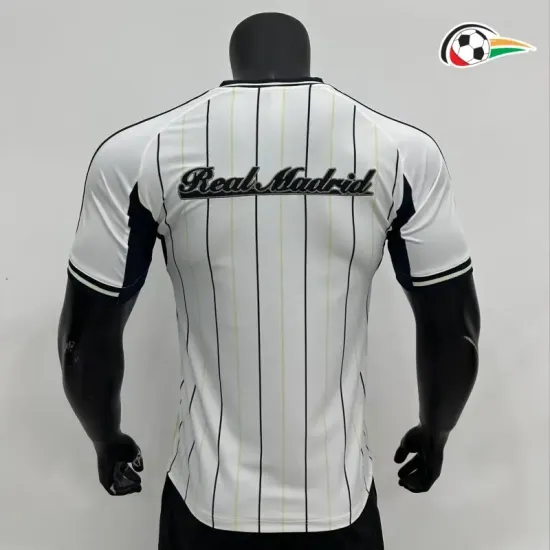 Equipacione Real Madrid Futebol Camisa de Beisebol 2025/26 Versão Jogador Branco Equipacione Real Madrid Futebol Camisa de Beisebol 2025/26 Versão Jogador Branco