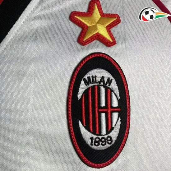 Camisa AC Milan Baratas Visitante Edição Especial 1997/98 Retro Branco Camisa AC Milan Baratas Visitante Edição Especial 1997/98 Retro Branco