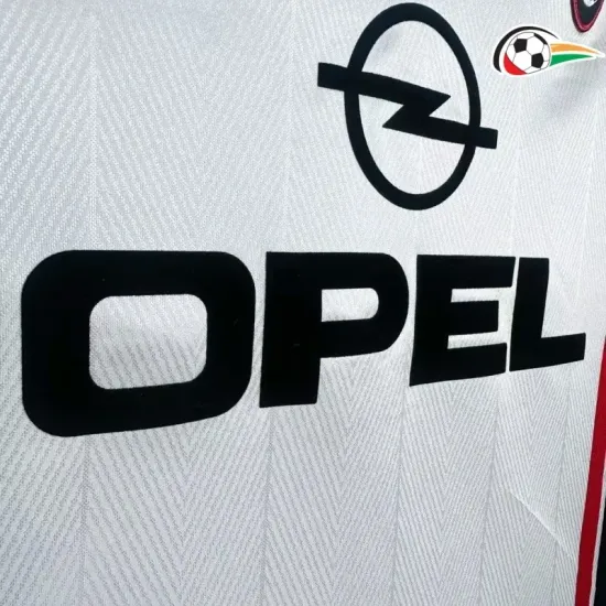 Camisa AC Milan Baratas Visitante Edição Especial 1997/98 Retro Branco Camisa AC Milan Baratas Visitante Edição Especial 1997/98 Retro Branco