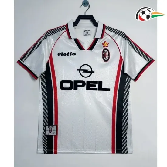 AC Milan Camisola Qualidade Premium Away 1997/98 Retro Classicas Branco