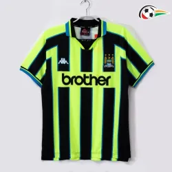Camisola Manchester City Qualidade Premium Visitante 1998/99 Retro Classicas Verde/Negro
