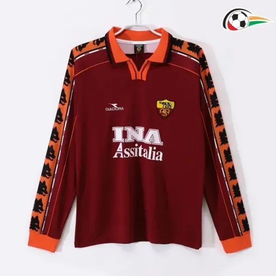 Equipacione AS Roma Baratas Local 1998/99 Classicas ML Vermelho