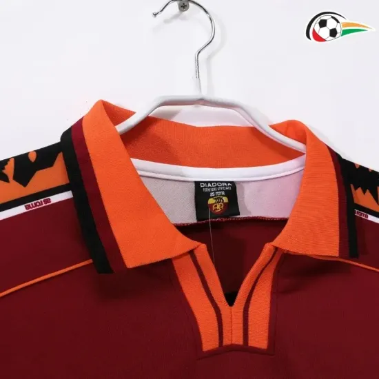 Equipacione AS Roma Baratas Local 1998/99 Classicas ML Vermelho