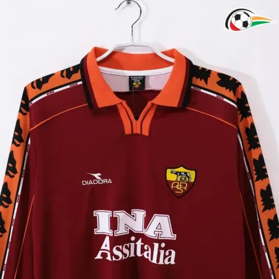 Equipacione AS Roma Baratas Local 1998/99 Classicas ML Vermelho