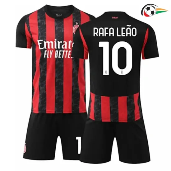 Camisa RAFA LEÃO 10 AC Milan Qualidade AAA Local 2025/26 (Camisola + Calções) Vermelho/Preto