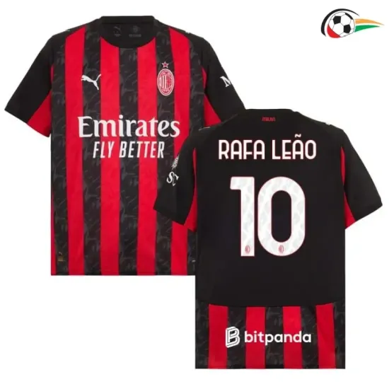 Camisola RAFA LEÃO 10 AC Milan Qualidade TAILANDESA Home 2025/26 Vermelho/Preto Camisola RAFA LEÃO 10 AC Milan Qualidade TAILANDESA Home 2025/26 Vermelho/Preto