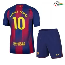 Lamine Yamal 10 Barcelona Camisa Futebol Local 2025/26 Niños Vermelho/Azul