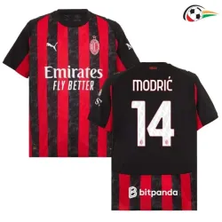 MODRIĆ 14 AC Milan Camiseta Replicas Home Primeiro Kit 2025/26 Vermelho/Preto