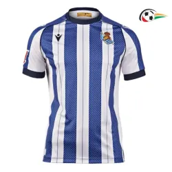 Real Sociedad Equipacione Futebol Local 2025/26 com Patch da La Liga Azul/Branco