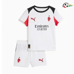 Camisa AC Milan Baratas Visitante Segundo Kit 2025/26 (Camisola + Calções) Branco