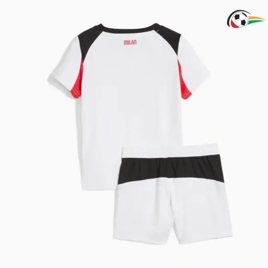 Camisa AC Milan Baratas Visitante Segundo Kit 2025/26 (Camisola + Calções) Branco