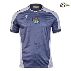 Real Sociedad Equipacione Qualidade AAA Segundo Kit 2025/26 com Patch da La Liga Azul/Cinza