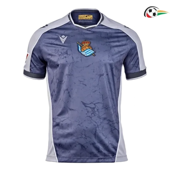 Real Sociedad Equipacione Qualidade AAA Segundo Kit 2025/26 com Patch da La Liga Azul/Cinza