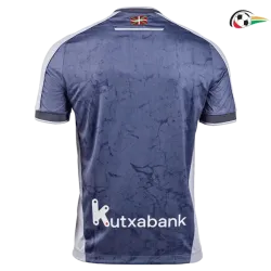 Real Sociedad Equipacione Qualidade AAA Segundo Kit 2025/26 com Patch da La Liga Azul/Cinza