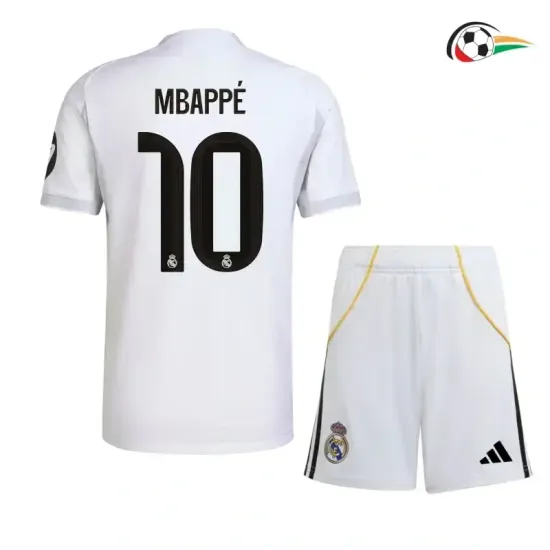 MBAPPÉ 10 Real Madrid Equipacione Baratas Primeiro Kit 2025/26 Infantil Branco
