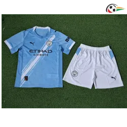 Manchester City Camisa Baratas Local 2025/26 Infantil Jogador Azul/Branco