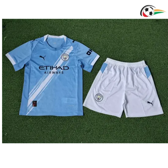 Manchester City Camisa Baratas Local 2025/26 Infantil Jogador Azul/Branco Manchester City Camisa Baratas Local 2025/26 Infantil Jogador Azul/Branco