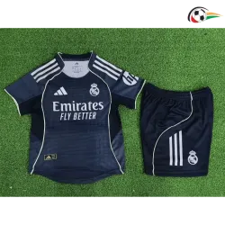 Real Madrid Camisola Replicas Visitante 2025/26 Niños Versão Jogador Azul Marinho