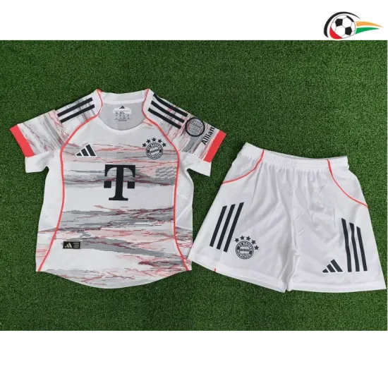 Camisa Bayern Múnich Futebol Away Segundo Kit 2025/26 Infantil Jogador Branco Camisa Bayern Múnich Futebol Away Segundo Kit 2025/26 Infantil Jogador Branco