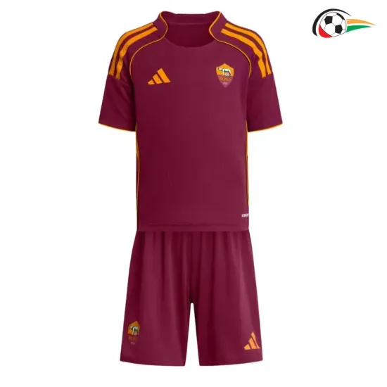 Camisa AS Roma Baratas Home Primeiro Kit 2025/26 (Camisola + Calções) Vermelho
