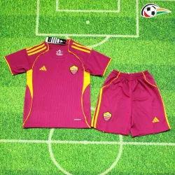 Camisa AS Roma Baratas Home Primeiro Kit 2025/26 (Camisola + Calções) Vermelho