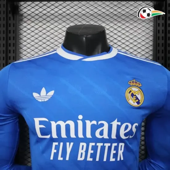 Real Madrid Camisola Replicas Alternativa 2025/26 Versão Jogador ML Azul Real Madrid Camisola Replicas Alternativa 2025/26 Versão Jogador ML Azul