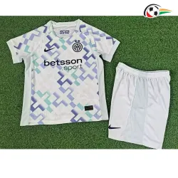 Inter de Milan Camisa Futebol Visitante Segundo Kit 2025/26 Infantil Versão Jogador Branco