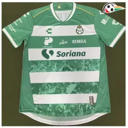 Santos Laguna Camiseta Replicas Home 2025/26 Versão Jogador Verde/Branco