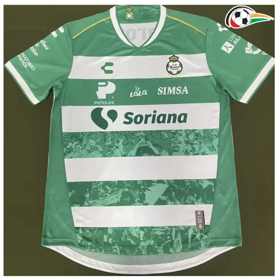 Santos Laguna Camiseta Replicas Home 2025/26 Versão Jogador Verde/Branco