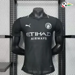 Camisa Manchester City Futebol Visitante Segundo Kit 2025/26 Jogador Preto