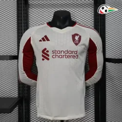Equipacione Liverpool Qualidade AAA Visitante 2025/26 Jogador ML Branco