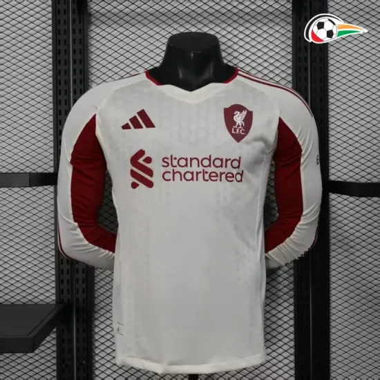 Equipacione Liverpool Qualidade AAA Visitante 2025/26 Jogador ML Branco Equipacione Liverpool Qualidade AAA Visitante 2025/26 Jogador ML Branco