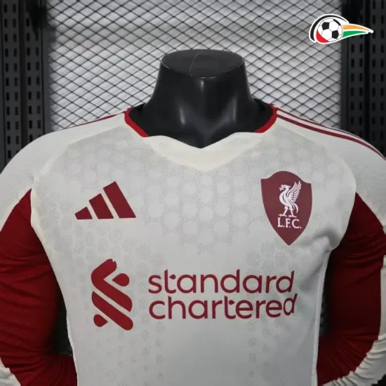 Equipacione Liverpool Qualidade AAA Visitante 2025/26 Jogador ML Branco Equipacione Liverpool Qualidade AAA Visitante 2025/26 Jogador ML Branco
