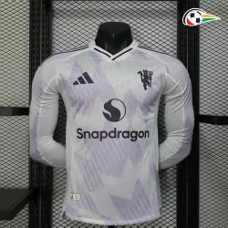 Manchester United Camisa Futebol Segundo Kit 2025/26 Jogador ML Branco