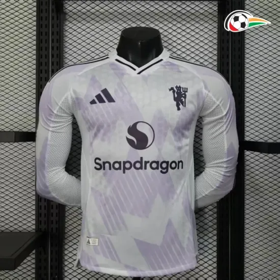Manchester United Camisa Futebol Segundo Kit 2025/26 Jogador ML Branco Manchester United Camisa Futebol Segundo Kit 2025/26 Jogador ML Branco