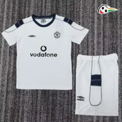Camisa Manchester United Futebol Visitante 2000/01 Retro Infantil Branco