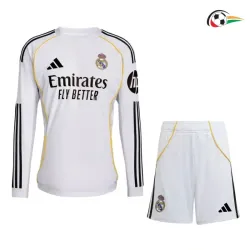 Real Madrid Camisa Qualidade AAA Primeiro Kit 2025/26 Infantil ML Branco