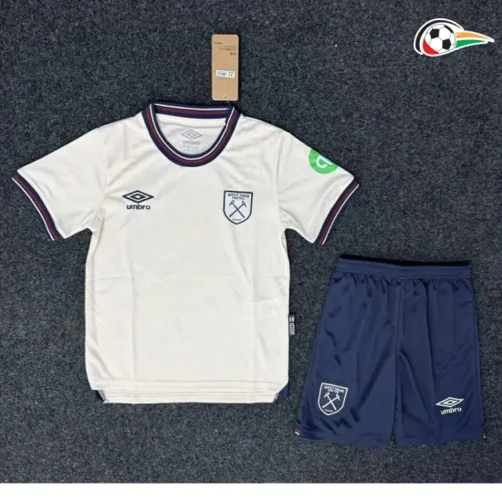 West Ham United Equipacione Qualidade AAA Away Segundo Kit 2025/26 Infantil Bege West Ham United Equipacione Qualidade AAA Away Segundo Kit 2025/26 Infantil Bege