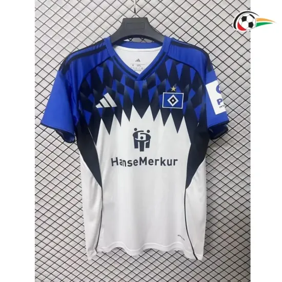 Camisa Hamburger SV Baratas Primeiro Kit 2025/26 Branco/Azul Camisa Hamburger SV Baratas Primeiro Kit 2025/26 Branco/Azul