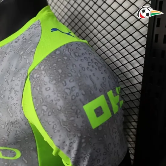 Camiseta Manchester City Qualidade Premium Alternativa 2025/26 Jogador Cinza/Verde Camiseta Manchester City Qualidade Premium Alternativa 2025/26 Jogador Cinza/Verde