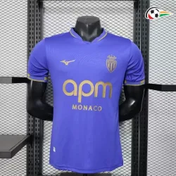 Monaco Camisola Replicas Segundo Kit 2025/26 Jogador Azul/Dourado